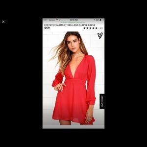 Lulus red deep v dress